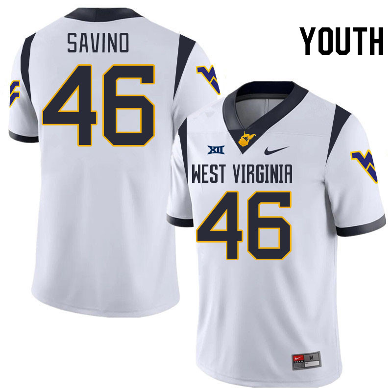 Youth #46 Luke Savino West Virginia Mountaineers College 2024 New Uniforms Football Jerseys Stitched